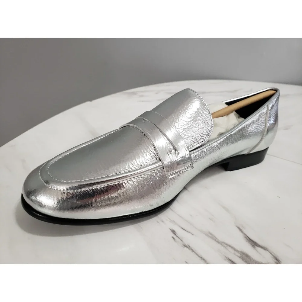 SIZE 8.5 - Kate Spade New York METALLIC SILVER Women's Genevieve Loafers Slip On - Picture 3 of 8